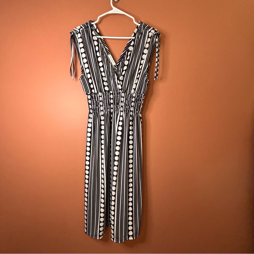 Jon & Anna Black and White Patterned Midi Dress